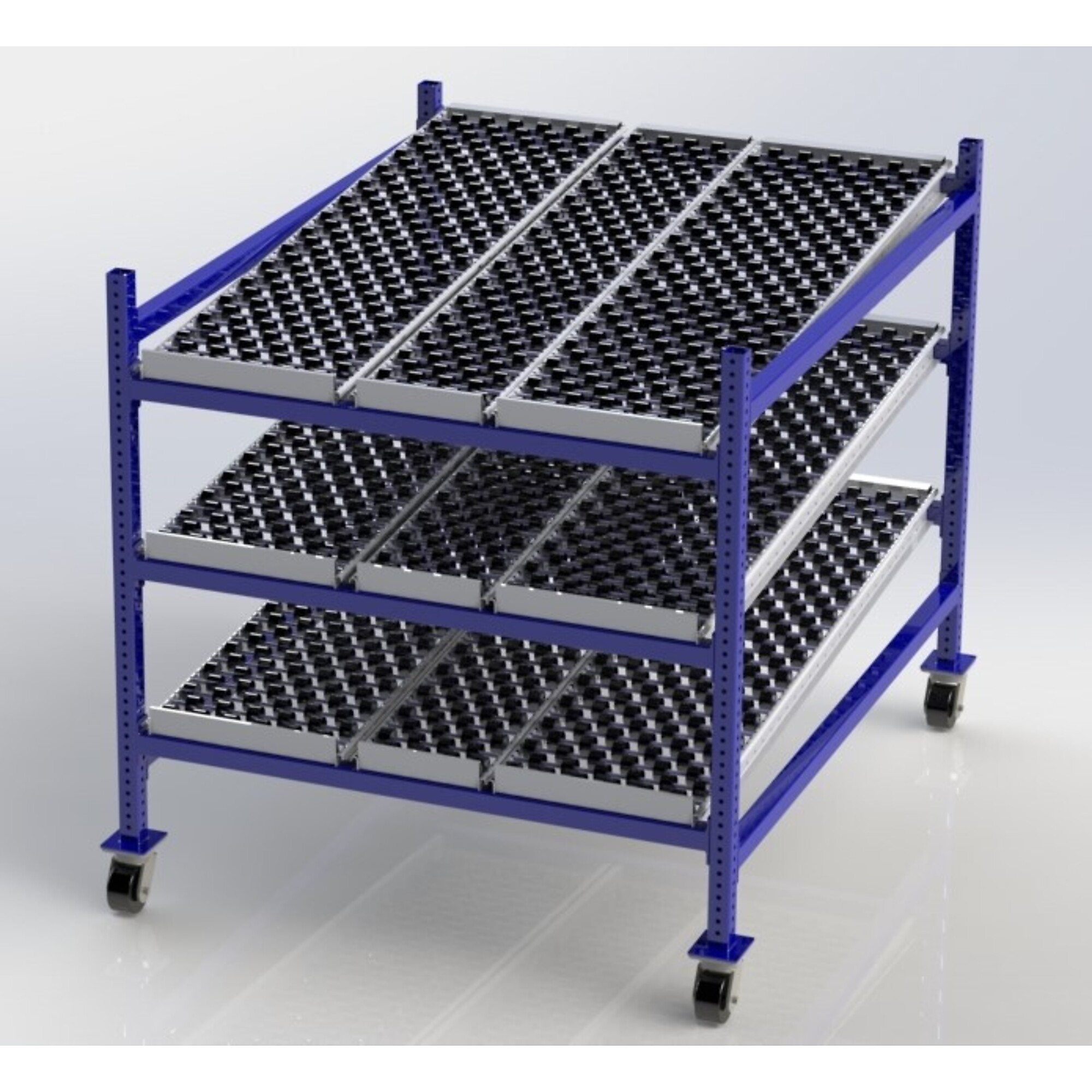 Unex Mobile Wheeled Gravity Flow Rack, 60in. x 48in. x 60in., Model# MCF99SW48603